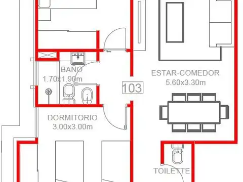 Departamento en Venta de 3 ambientes