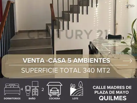 VENTA CASA QUILMES OESTE 4 AMBIENTES