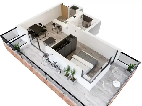 Departamento 2 ambientes con 1 baño