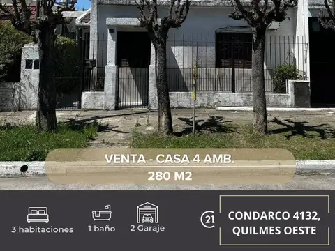 VENTA CASA 4 AMBIENTES QUILMES OESTE