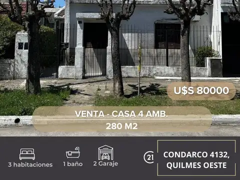 VENTA CASA 4 AMBIENTES QUILMES OESTE