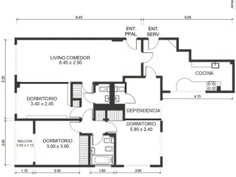 Departamento en Venta de 5 ambientes