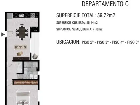 Departamento en Venta de 3 ambientes