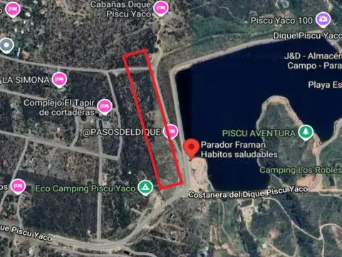 Lote en venta frente al dique Piscu Yaco