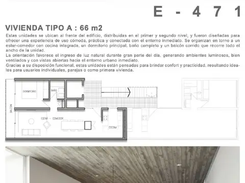 Departamento 2 ambientes con 1 baño