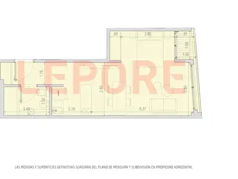 Departamento 1 1/2 Ambiente en Recoleta