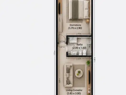 Departamento en Venta de 2 ambientes