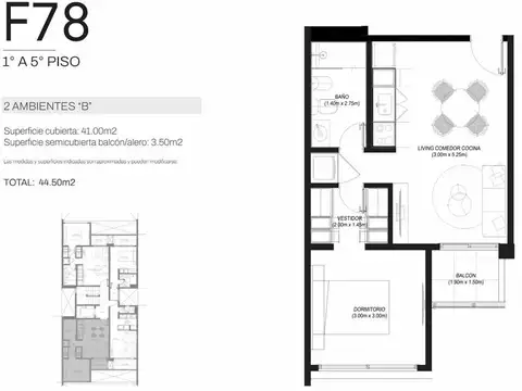 Departamento en Venta de 2 ambientes