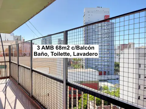 Piso 3 Amb 68m2 c/ lav., baño, toilette, balcón y baulera