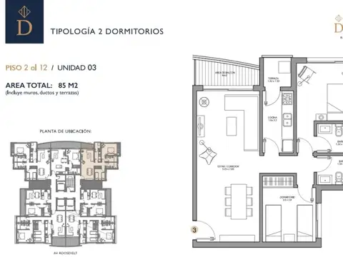 Departamento en Venta de 3 ambientes