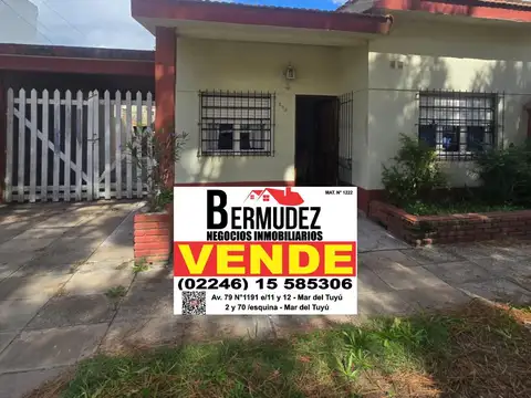 Venta Chalet 3 Ambientes Al Frente Calle 74 Entre 5 Y 6 Mar Del Tuyu