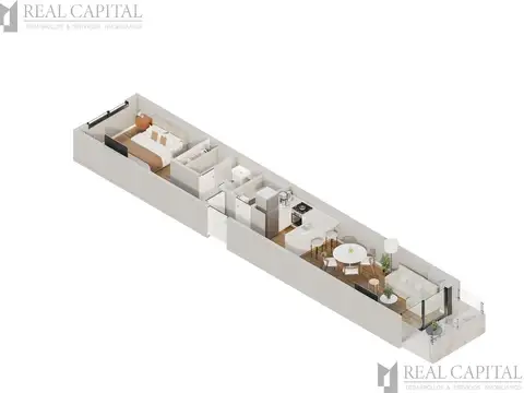 Departamento 2 ambientes con 2 baños