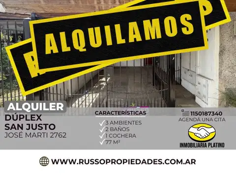 Alquiler duplex 3 ambientes San Justo