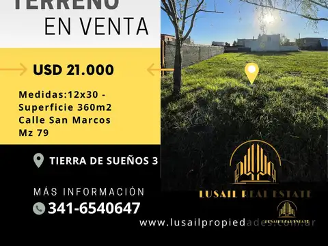 Venta terreno en tierra de sueños 3 Roldan
