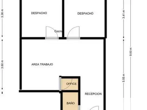 Oficina Monoambiente con 1 baño