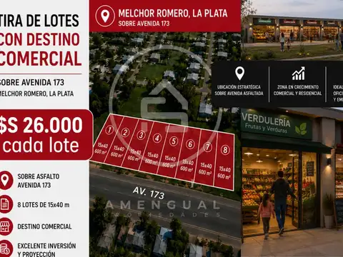 Lotes comerciales de 600 m² con escritura inmediata y financiación – Melchor Romero - LA PLATA