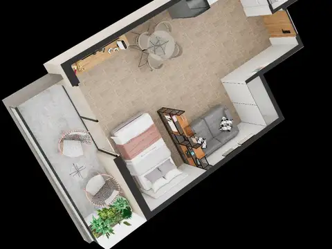 Departamento Monoambiente con 1 baño