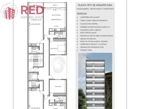 Departamento en Venta de 3 ambientes