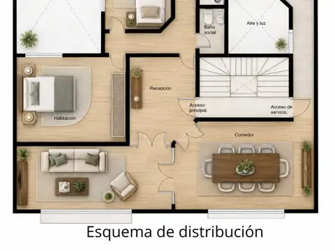 Departamento 5 ambientes con 2 baños
