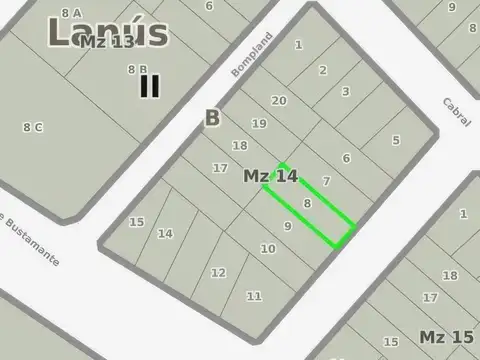 Terreno en Venta 8  mts Frente