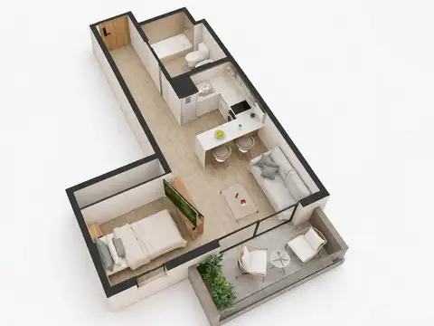 Departamento Monoambiente con 1 baño