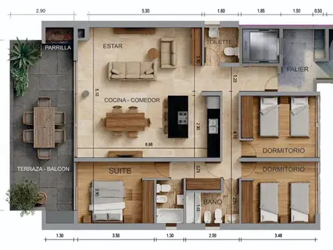 Venta departamento 3 dormitorios lourdes