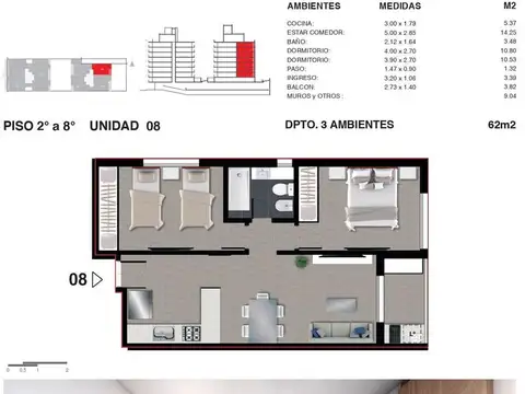 Departamento de 2 dormitorios en construcción en Rosario Centro