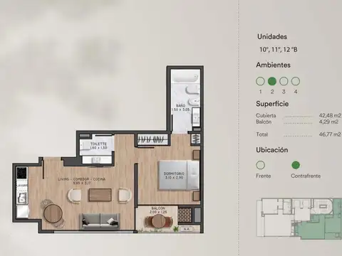 Departamento en Venta de 2 ambientes