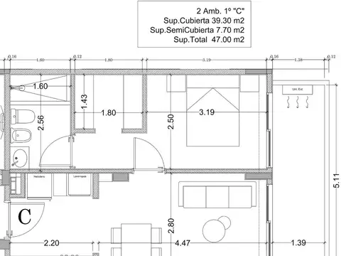 Departamento en Venta de 1 dormitorio