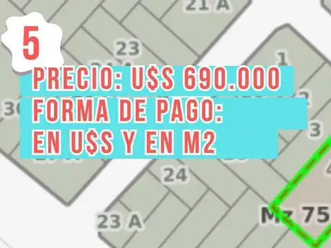 Terreno en Venta 43  mts Fondo