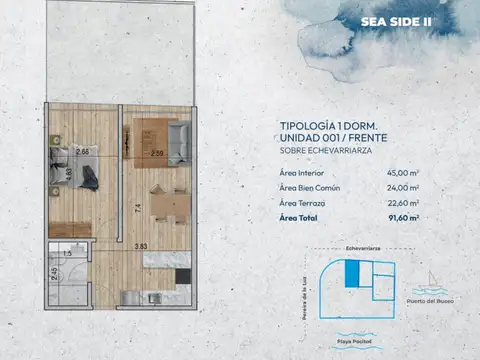 VENTA Apartamento POCITOS 1 dormitorio con patio