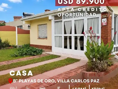 Casa En Venta De 2 Dormitorios y Pileta Apta Crédito En Playas De Oro - Villa Carlos Paz