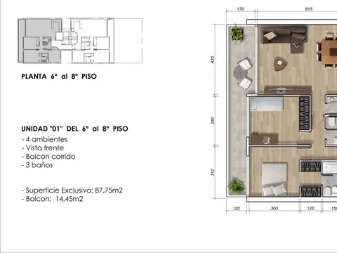 3 de Febrero 1150 6º A | 3 de Febrero 1100