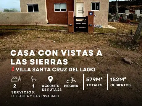 Venta Casa De 2 Dormitorios Y Piscina Con Vista A Las Sierras – Villa Santa Cruz Del Lago