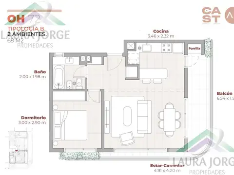Departamento en Venta de 2 ambientes