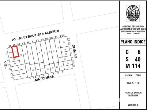 Terreno en Venta en Caballito Sur, USD 630.000