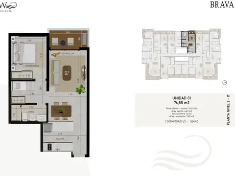 Departamento en Venta en Playa Brava, USD 182.250