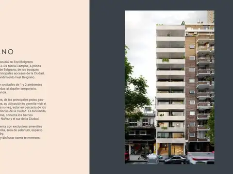 VENTA DEPARTAMENTO MONOAMBIENTE EXCELENTE - FULL AMENITIES - EDIFICIO FEEL BELGRANO