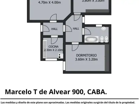 Departamento 3 ambientes con 1 baño