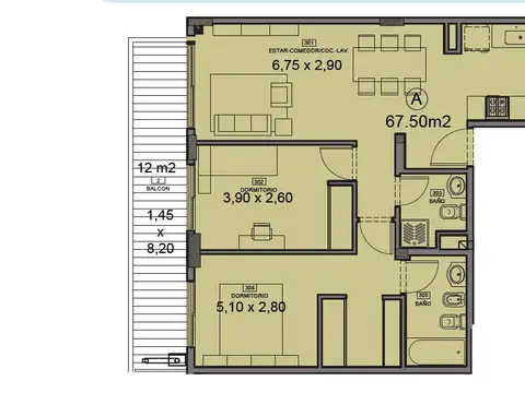 Departamento en Venta de 3 ambientes