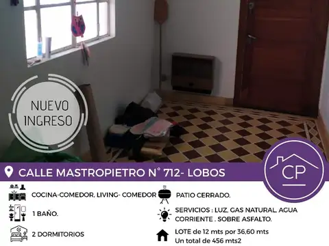 Casa 4 ambientes con 1 baño