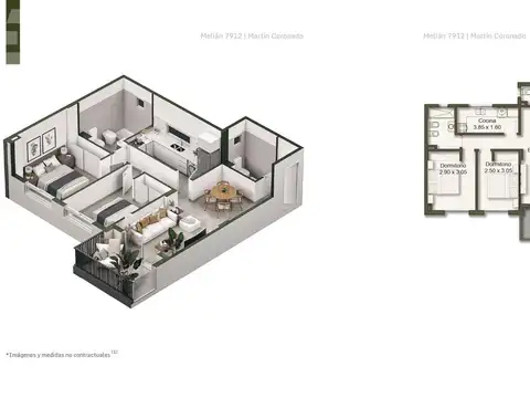 Departamento de tres ambientes en venta- Martin Coronado
