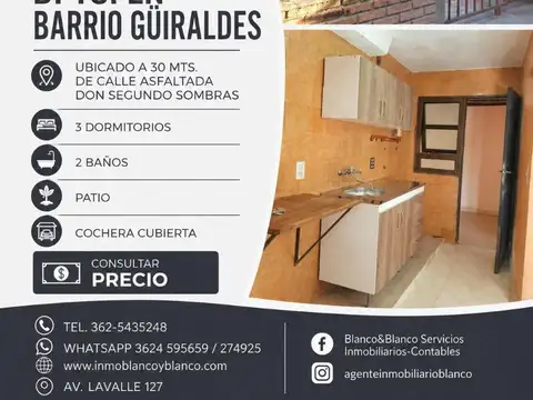 Se Vende en Barrio Güiraldes Dto de 3 dormitorios+local