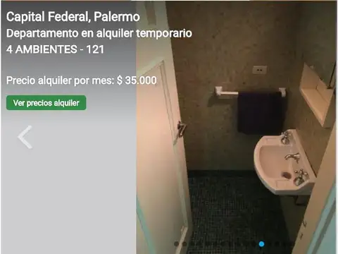 Departamento en Alquiler Temporal de 4 ambientes
