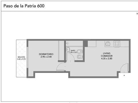 Departamento 2 ambientes con 1 baño