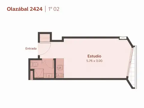 Departamento Monoambiente con 1 baño