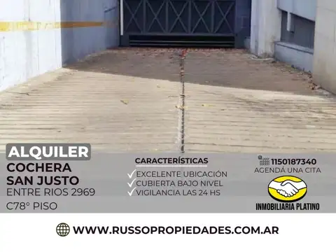Alquiler cochera cubierta San Justo