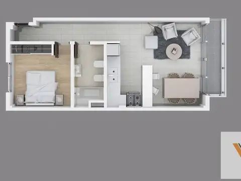 Departamento 2 ambientes con 1 baño