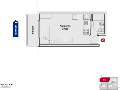 Urquiza y Iriondo - Dpto Monoambiente Externo. 