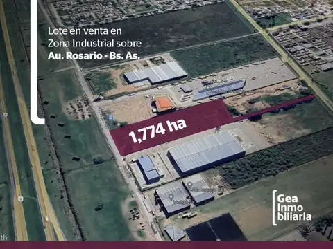 Lote en venta sobre Au Rosario - Bs As Zona Industrial